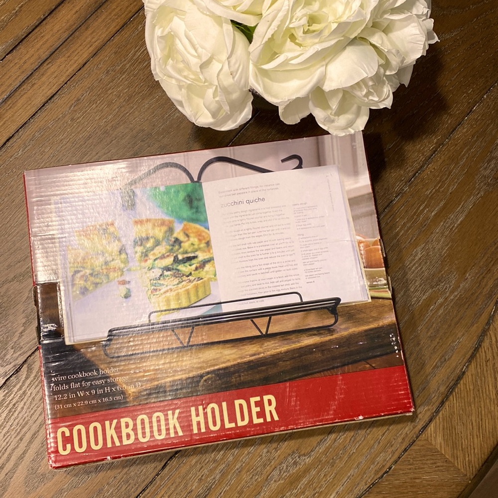 Black wired cookbook holder